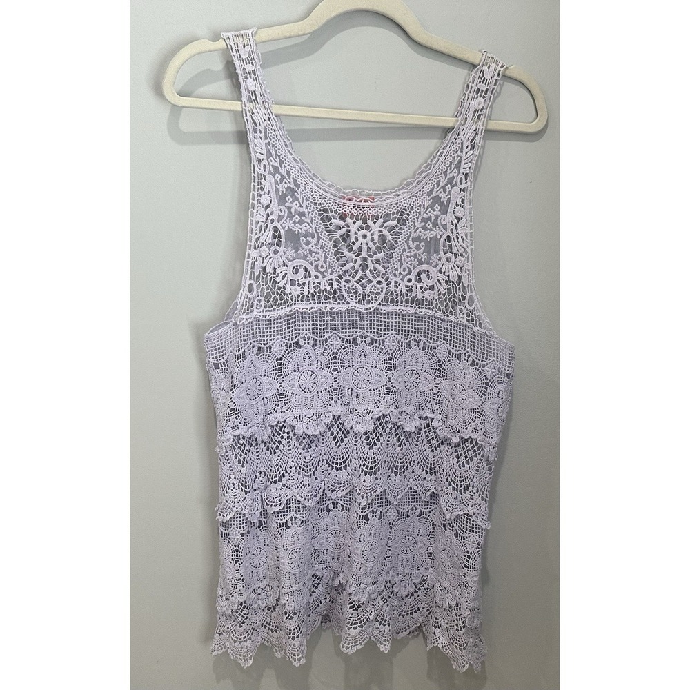 Intimately Free People Crochet Lace Tank Top XS Lavender Boho‎ Festival Cotton